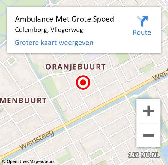 Locatie op kaart van de 112 melding: Ambulance Met Grote Spoed Naar Culemborg, Vliegerweg op 2 januari 2020 16:50