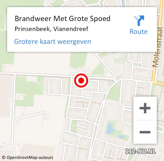 Locatie op kaart van de 112 melding: Brandweer Met Grote Spoed Naar Prinsenbeek, Vianendreef op 2 januari 2020 21:57