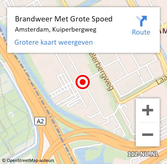 Locatie op kaart van de 112 melding: Brandweer Met Grote Spoed Naar Amsterdam, Kuiperbergweg op 2 januari 2020 23:54