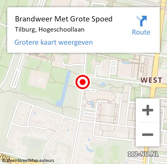 Locatie op kaart van de 112 melding: Brandweer Met Grote Spoed Naar Tilburg, Hogeschoollaan op 3 januari 2020 10:26