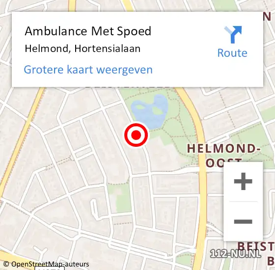 Locatie op kaart van de 112 melding: Ambulance Met Spoed Naar Helmond, Hortensialaan op 3 januari 2020 11:50