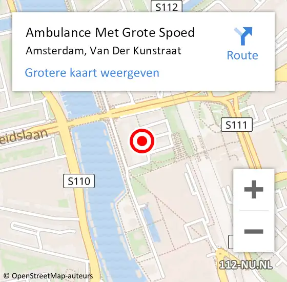 Locatie op kaart van de 112 melding: Ambulance Met Grote Spoed Naar Amsterdam, Van Der Kunstraat op 3 januari 2020 12:50