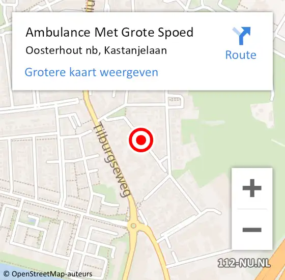 Locatie op kaart van de 112 melding: Ambulance Met Grote Spoed Naar Oosterhout nb, Kastanjelaan op 3 januari 2020 13:49