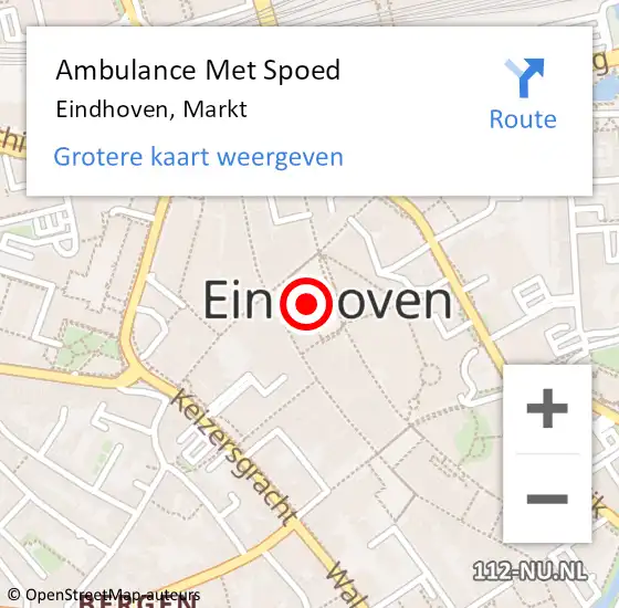 Locatie op kaart van de 112 melding: Ambulance Met Spoed Naar Eindhoven, Markt op 3 januari 2020 14:00