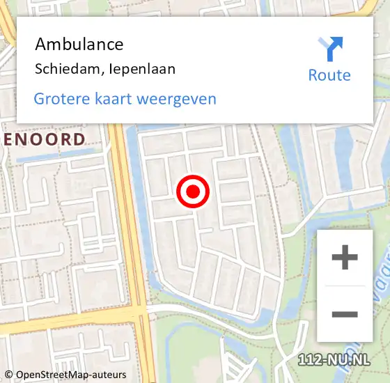 Locatie op kaart van de 112 melding: Ambulance Schiedam, Iepenlaan op 3 januari 2020 14:15