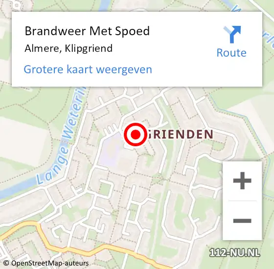 Locatie op kaart van de 112 melding: Brandweer Met Spoed Naar Almere, Klipgriend op 3 januari 2020 23:41