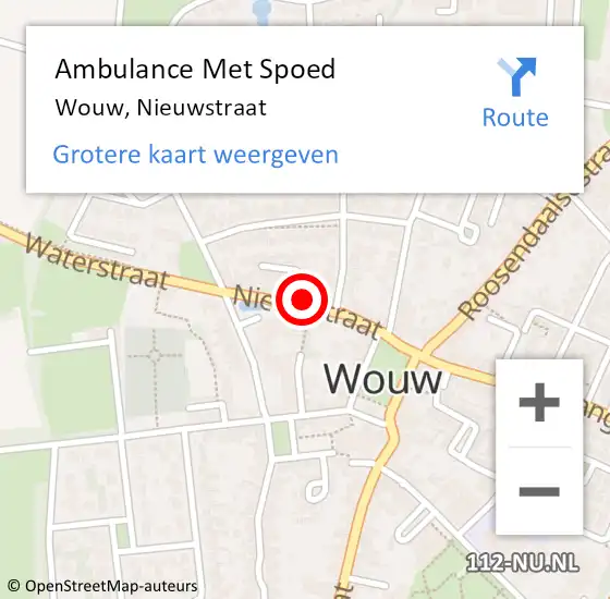 Locatie op kaart van de 112 melding: Ambulance Met Spoed Naar Wouw, Nieuwstraat op 4 januari 2020 04:18