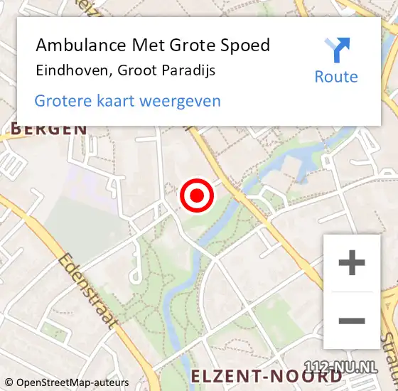 Locatie op kaart van de 112 melding: Ambulance Met Grote Spoed Naar Eindhoven, Groot Paradijs op 4 januari 2020 04:32