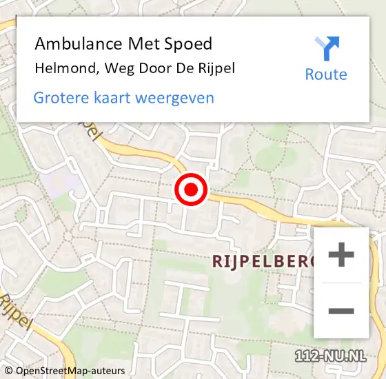 Locatie op kaart van de 112 melding: Ambulance Met Spoed Naar Helmond, Weg Door De Rijpel op 4 januari 2020 14:53