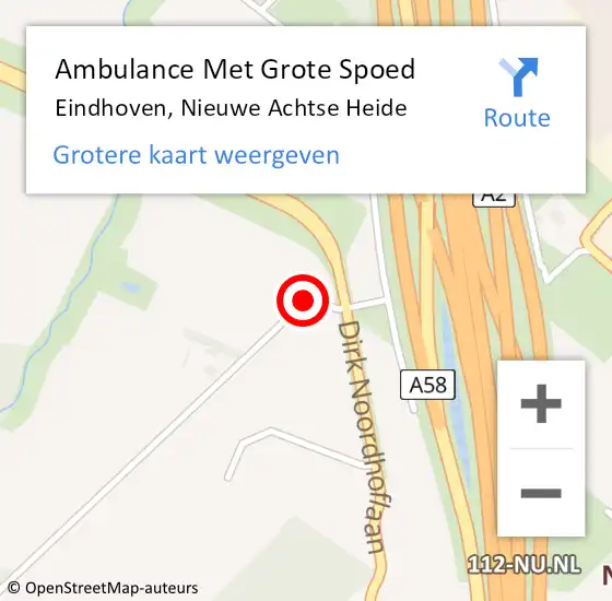 Locatie op kaart van de 112 melding: Ambulance Met Grote Spoed Naar Eindhoven, Nieuwe Achtse Heide op 5 januari 2020 08:34