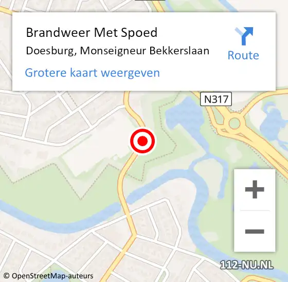 Locatie op kaart van de 112 melding: Brandweer Met Spoed Naar Doesburg, Monseigneur Bekkerslaan op 5 januari 2020 14:52