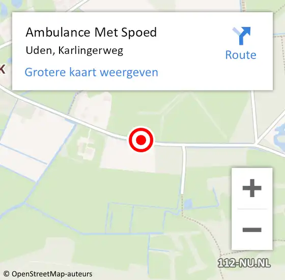 Locatie op kaart van de 112 melding: Ambulance Met Spoed Naar Uden, Karlingerweg op 5 januari 2020 15:54