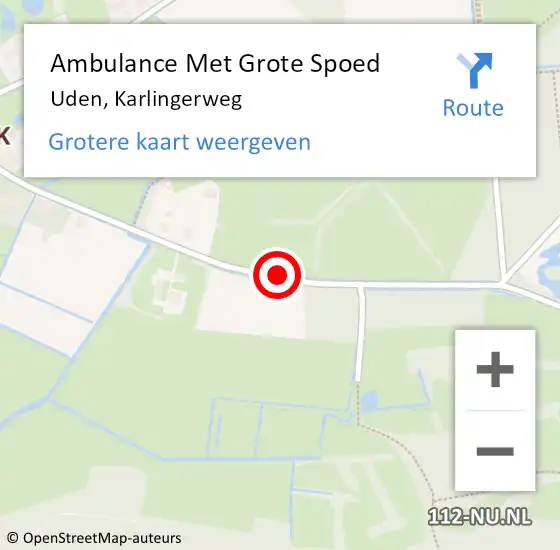 Locatie op kaart van de 112 melding: Ambulance Met Grote Spoed Naar Uden, Karlingerweg op 5 januari 2020 15:56