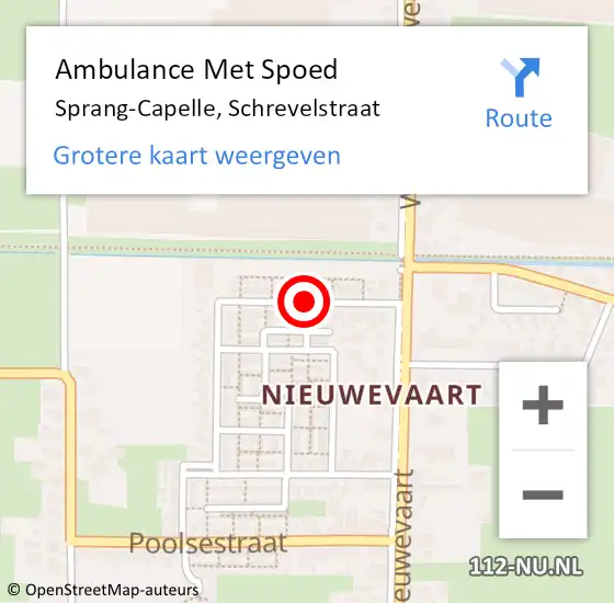 Locatie op kaart van de 112 melding: Ambulance Met Spoed Naar Sprang-Capelle, Schrevelstraat op 5 januari 2020 16:54