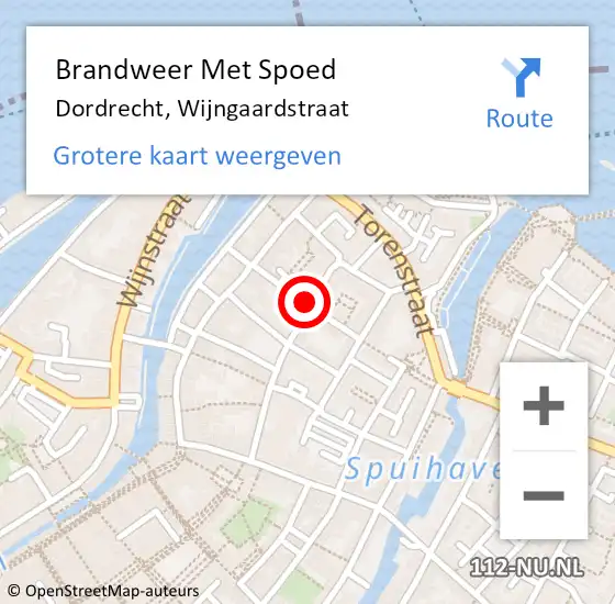 Locatie op kaart van de 112 melding: Brandweer Met Spoed Naar Dordrecht, Wijngaardstraat op 5 januari 2020 18:27