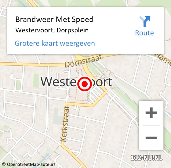 Locatie op kaart van de 112 melding: Brandweer Met Spoed Naar Westervoort, Dorpsplein op 5 januari 2020 20:51