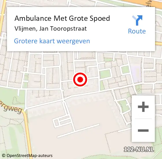 Locatie op kaart van de 112 melding: Ambulance Met Grote Spoed Naar Vlijmen, Jan Tooropstraat op 6 januari 2020 03:33