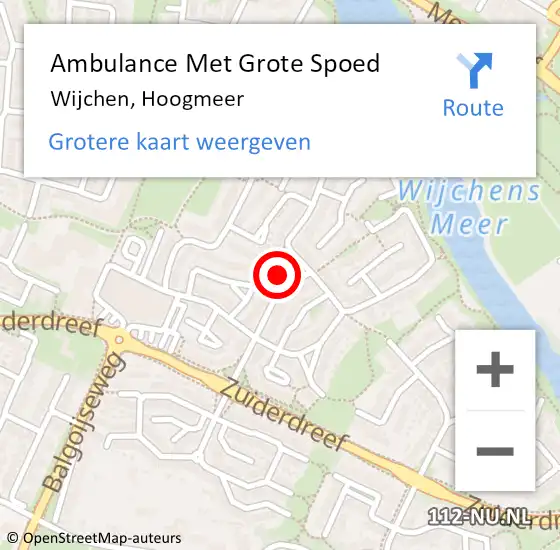 Locatie op kaart van de 112 melding: Ambulance Met Grote Spoed Naar Wijchen, Hoogmeer op 6 januari 2020 12:53