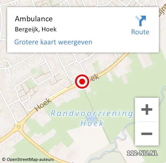 Locatie op kaart van de 112 melding: Ambulance Bergeijk, Hoek op 6 januari 2020 13:06