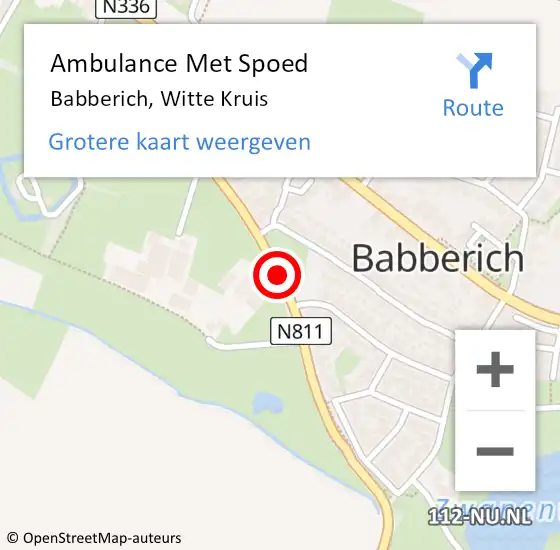 Locatie op kaart van de 112 melding: Ambulance Met Spoed Naar Babberich, Witte Kruis op 6 januari 2020 13:14