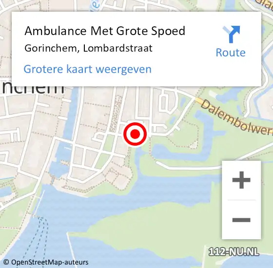 Locatie op kaart van de 112 melding: Ambulance Met Grote Spoed Naar Gorinchem, Lombardstraat op 6 januari 2020 13:45