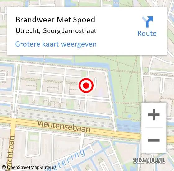 Locatie op kaart van de 112 melding: Brandweer Met Spoed Naar Utrecht, Georg Jarnostraat op 6 januari 2020 14:30