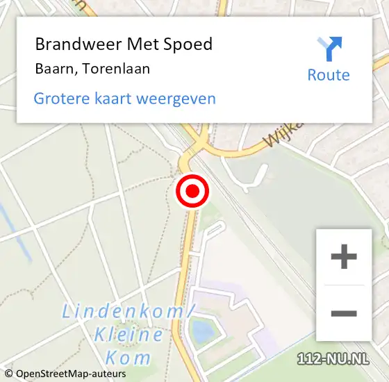 Locatie op kaart van de 112 melding: Brandweer Met Spoed Naar Baarn, Torenlaan op 6 januari 2020 15:24