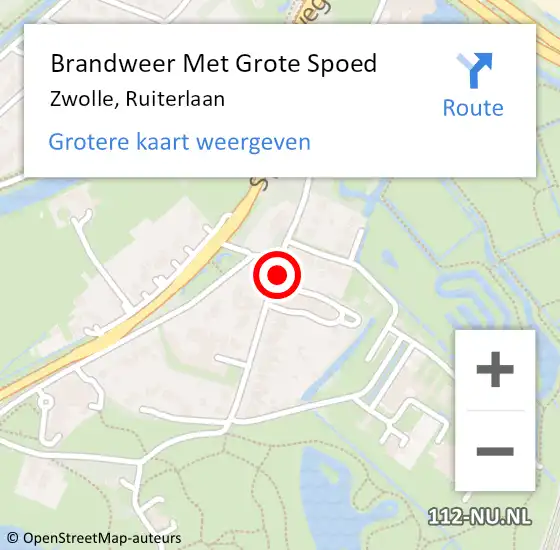 Locatie op kaart van de 112 melding: Brandweer Met Grote Spoed Naar Zwolle, Ruiterlaan op 6 januari 2020 19:47