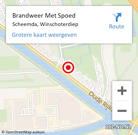 Locatie op kaart van de 112 melding: Brandweer Met Spoed Naar Scheemda, Winschoterdiep op 24 april 2014 21:53