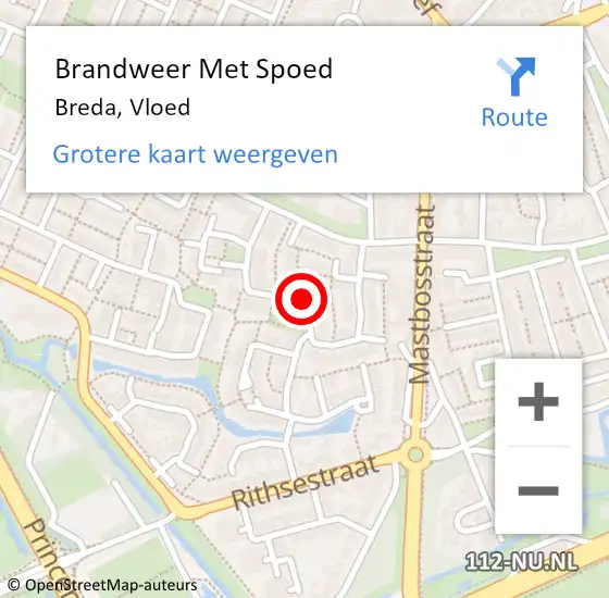 Locatie op kaart van de 112 melding: Brandweer Met Spoed Naar Breda, Vloed op 7 januari 2020 05:33