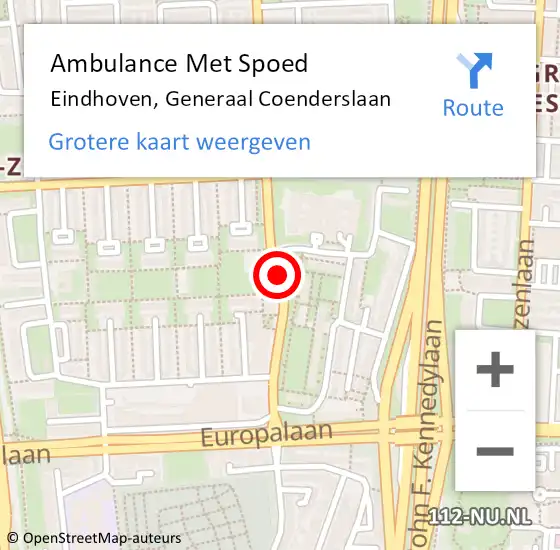 Locatie op kaart van de 112 melding: Ambulance Met Spoed Naar Eindhoven, Generaal Coenderslaan op 7 januari 2020 10:05