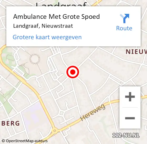 Locatie op kaart van de 112 melding: Ambulance Met Grote Spoed Naar Landgraaf, Nieuwstraat op 25 april 2014 00:05