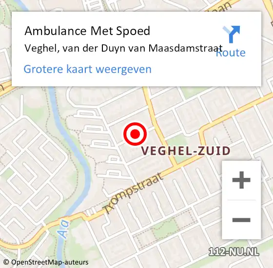Locatie op kaart van de 112 melding: Ambulance Met Spoed Naar Veghel, van der Duyn van Maasdamstraat op 7 januari 2020 19:47