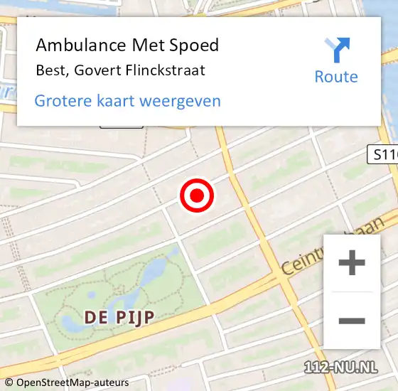 Locatie op kaart van de 112 melding: Ambulance Met Spoed Naar Best, Govert Flinckstraat op 7 januari 2020 23:45