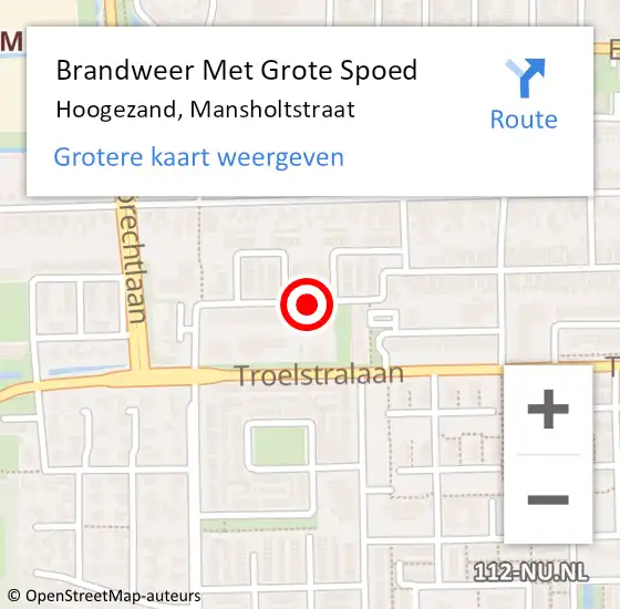 Locatie op kaart van de 112 melding: Brandweer Met Grote Spoed Naar Hoogezand, Mansholtstraat op 8 januari 2020 09:44