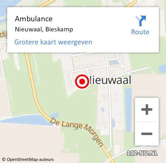 Locatie op kaart van de 112 melding: Ambulance Nieuwaal, Bieskamp op 8 januari 2020 11:25
