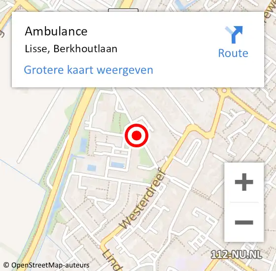 Locatie op kaart van de 112 melding: Ambulance Lisse, Berkhoutlaan op 8 januari 2020 13:19