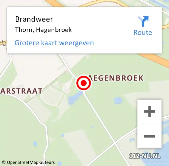 Locatie op kaart van de 112 melding: Brandweer Thorn, Hagenbroek op 8 januari 2020 20:05