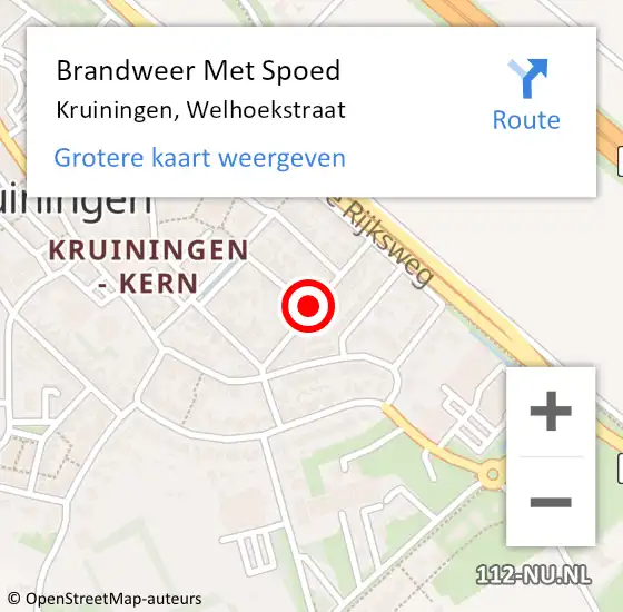 Locatie op kaart van de 112 melding: Brandweer Met Spoed Naar Kruiningen, Welhoekstraat op 9 januari 2020 00:28