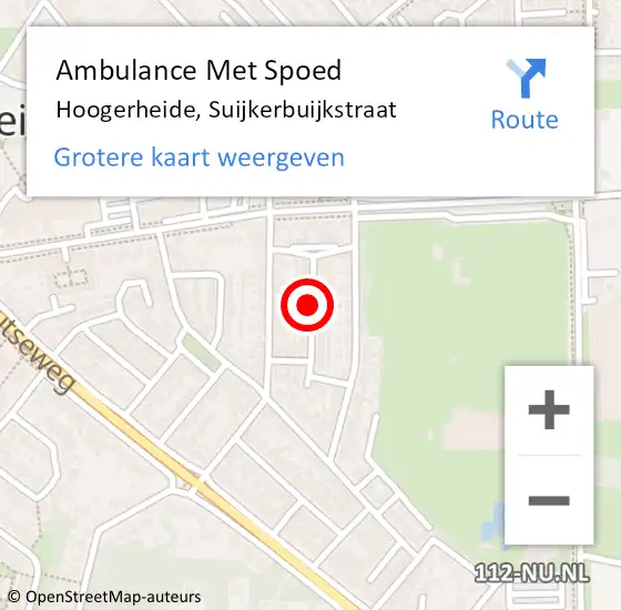 Locatie op kaart van de 112 melding: Ambulance Met Spoed Naar Hoogerheide, Suijkerbuijkstraat op 9 januari 2020 10:45