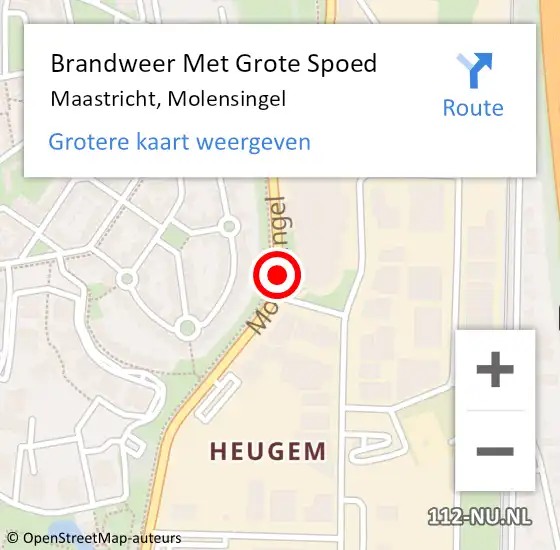 Locatie op kaart van de 112 melding: Brandweer Met Grote Spoed Naar Maastricht, Molensingel op 9 januari 2020 14:29
