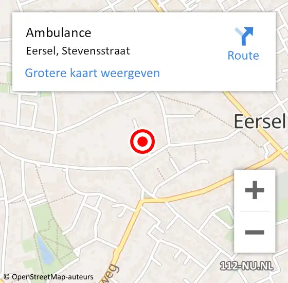 Locatie op kaart van de 112 melding: Ambulance Eersel, Stevensstraat op 9 januari 2020 15:10