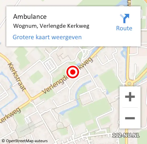 Locatie op kaart van de 112 melding: Ambulance Wognum, Verlengde Kerkweg op 9 januari 2020 15:53