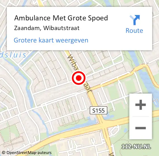 Locatie op kaart van de 112 melding: Ambulance Met Grote Spoed Naar Zaandam, Wibautstraat op 9 januari 2020 22:26