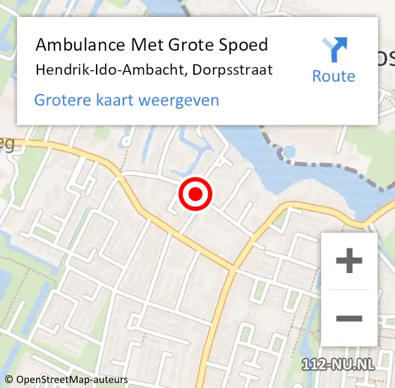 Locatie op kaart van de 112 melding: Ambulance Met Grote Spoed Naar Hendrik-Ido-Ambacht, Dorpsstraat op 10 januari 2020 04:30