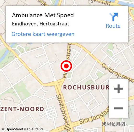 Locatie op kaart van de 112 melding: Ambulance Met Spoed Naar Eindhoven, Hertogstraat op 10 januari 2020 08:04
