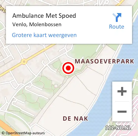 Locatie op kaart van de 112 melding: Ambulance Met Spoed Naar Venlo, Molenbossen op 10 januari 2020 09:37