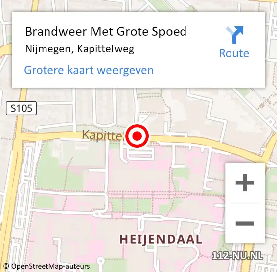 Locatie op kaart van de 112 melding: Brandweer Met Grote Spoed Naar Nijmegen, Kapittelweg op 10 januari 2020 12:57