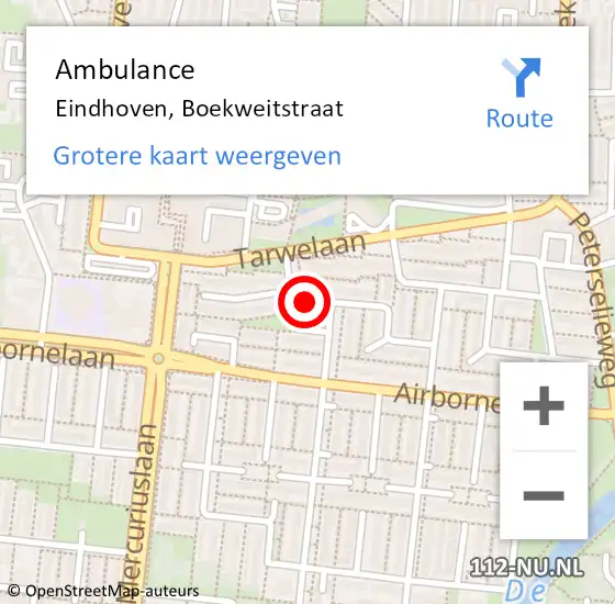 Locatie op kaart van de 112 melding: Ambulance Eindhoven, Boekweitstraat op 10 januari 2020 13:17
