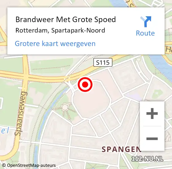 Locatie op kaart van de 112 melding: Brandweer Met Grote Spoed Naar Rotterdam, Spartapark-Noord op 10 januari 2020 13:26